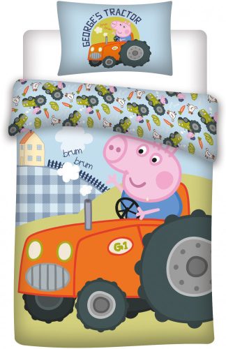 Peppa malac George's Tractor gyerek ágyneműhuzat 100*135cm, 40*60 cm