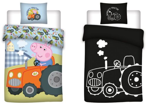 Peppa malac Tractor sötétben világító gyerek ágyneműhuzat 100x135cm, 40x60cm