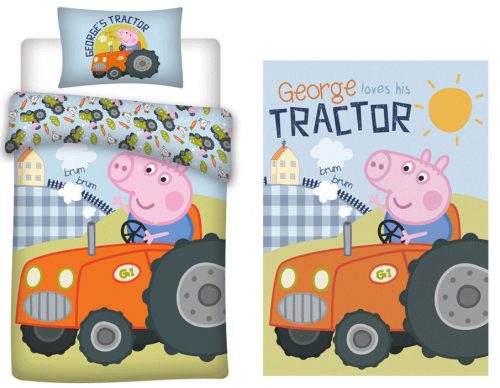 Peppa malac George's Tractor gyerek ágyneműhuzat és polár takaró szett