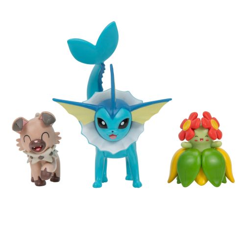 Pokémon 3 db-os figura csomag -  Rockruff, Bellossom, Vaporeon