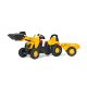 Rolly Kid JCB pedálos markolós traktor utánfutóval